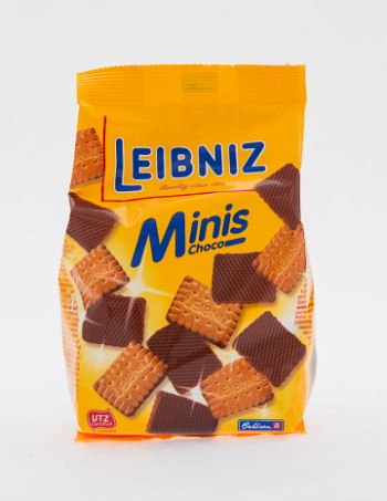 Печенье Leibniz Minis choco, сливочное мини-печенье с шоколадом, на цельном молоке, 100 гр.