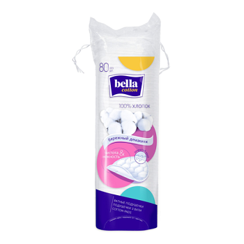 Ватные подушечки Bella косметические белые 80 шт. в уп.