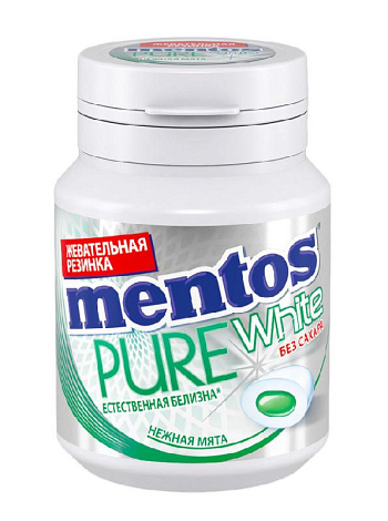 Жевательная резинка MENTOS Pure white со вкусом нежной мяты 54г