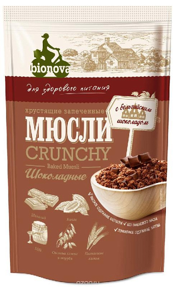 Мюсли Crunchy шоколадные Bionova 400 г