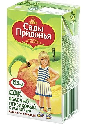 Сок Сады придонья Яблоко-Персик, 125 г
