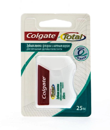 Зубная лента Colgate Total с фторм и мятным вкусом 25м