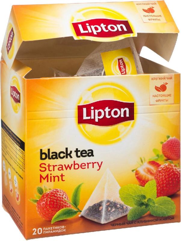 Чай черный Strawberry Mint Lipton 20х1,6 гр