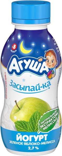 Йогурт питьевой Агуша  Засыпайка  Зеленое Яблоко-Мелисса 2,7% 4*200г