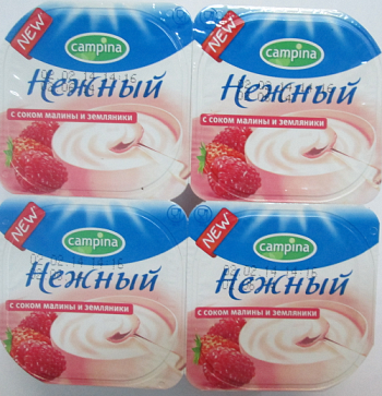 Йогурт Campina нежный малина-земляника 1,2% 100г