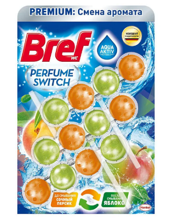 Средство чистящее Bref Perfume Switch для унитаза персик - яблоко 3х50г