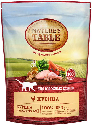 Сухой корм Nature's Table для взрослых кошек с курицей 650г