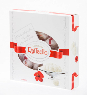 Конфеты RAFFAELLO с цельным миндальным орехом в кокосовой обсыпке плоская 