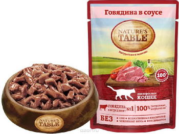 Корм для взрослых кошек Nature's Table говядина в соусе 85г