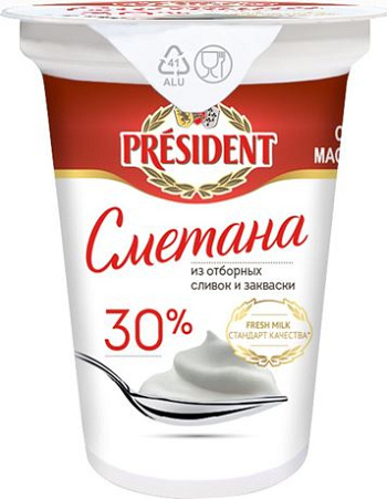 Сметана President 30% 350г