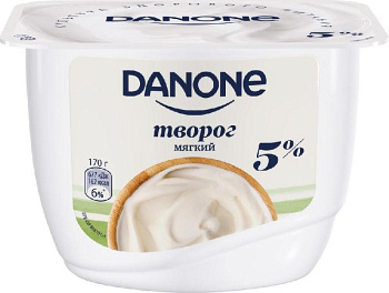 Творог DANONE мягкий натуральный 5% без змж 170г