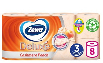 Бумага туалетная ZEWA Deluxe с ароматом Персика 3-сл. 8шт