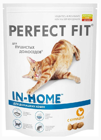 Корм сухой Perfect Fit для домашних кошек, с курицей, 1,2кг