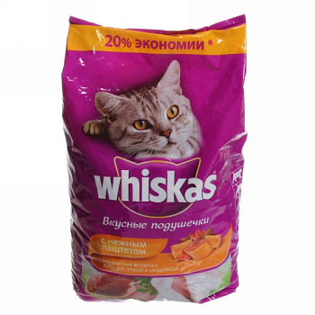 Корм сухой для кошек Whiskas с нежным паштетом курица, утка, индейка, 5кг