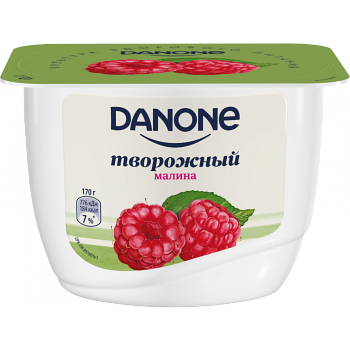 Йогурт ДАНОН творожный Малина 3,6% 170г