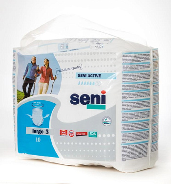 Подгузники SENI seni active large 3 10шт 100-135см в талии