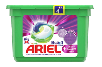 Капсулы для стирки ARIEL Liquid Capsules Экстра защита ткани 18шт