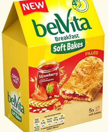 Печенье BELVITA Софт Бэйкс со злаками и начинкой Клубника 250г