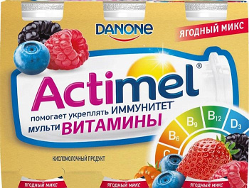 Напиток кисломолочный Actimel ягодный микс, 100г