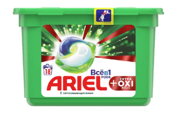 Капсулы для стирки ARIEL Liquid Capsules Extra Oxi effect 18шт