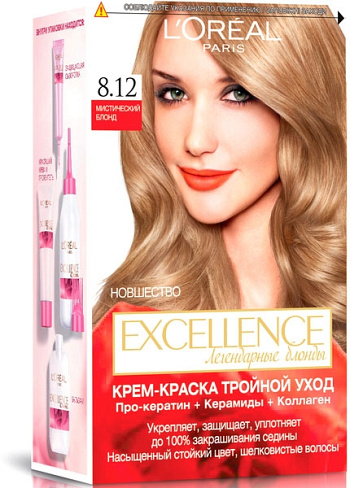 Крем-краска тройной уход тон 8.12 Loreal Excellence 176мл