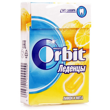 Леденцы ORBIT без сахара Лимон и Мята 35г