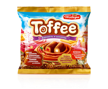 Конфеты Победа вкуса Toffee Карамель и шоколад 250г