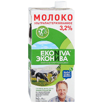 Молоко ЭкоНива ультрапастеризованное 3,2% 1000мл